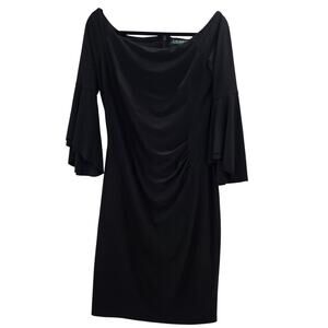 Lauren Ralph Lauren Black Sheath Dress Size 8 Bell Sleeve